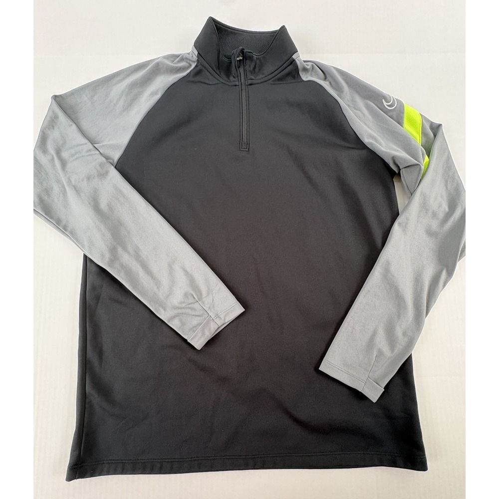 Nike Mens Dri-Fit Black/Gray Pullover Quarter Zip Large Golf Athletic Running